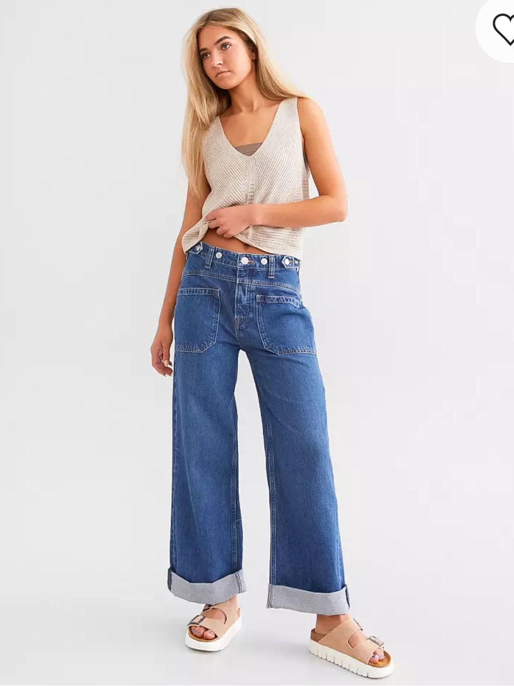 🆕 Free People Palmer Wide Leg Cuffed Jean size 28